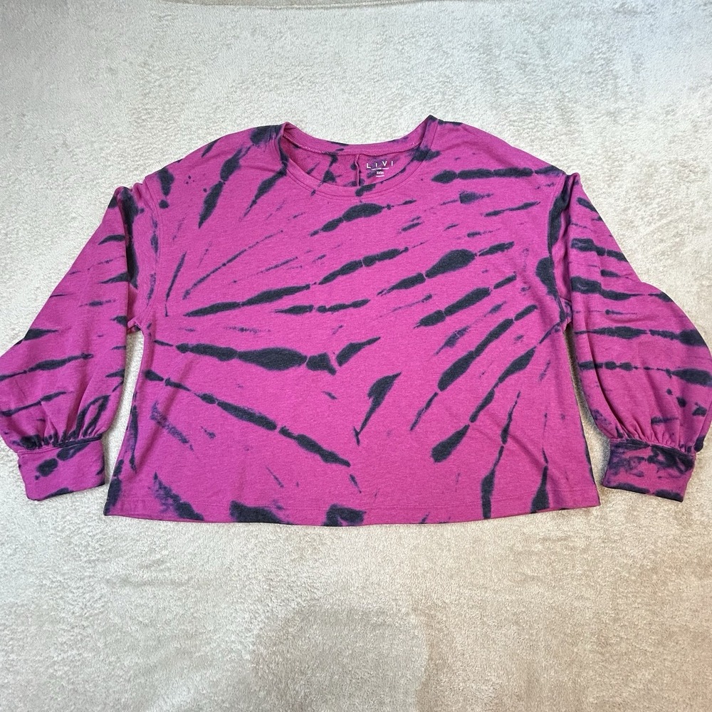 Lane Bryant Livi Activewear 22/24 Pink Purple Tie-Dye Long Sleeve Sweatshirt